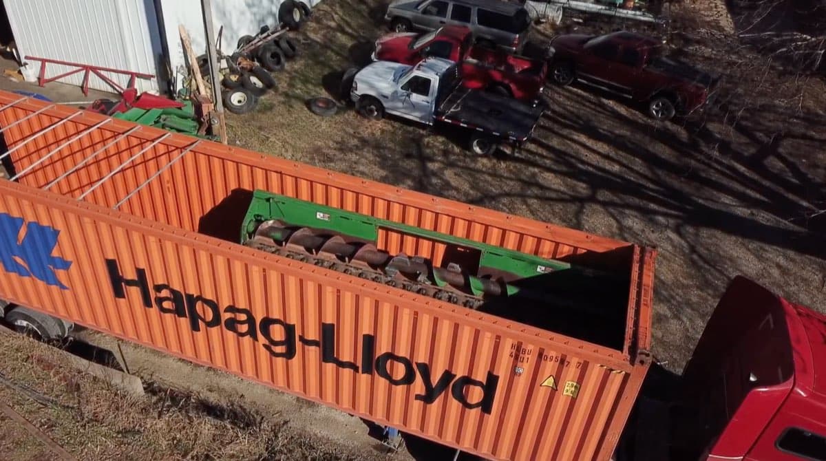 Aerial view of container loading at the Albion, Iowa yard