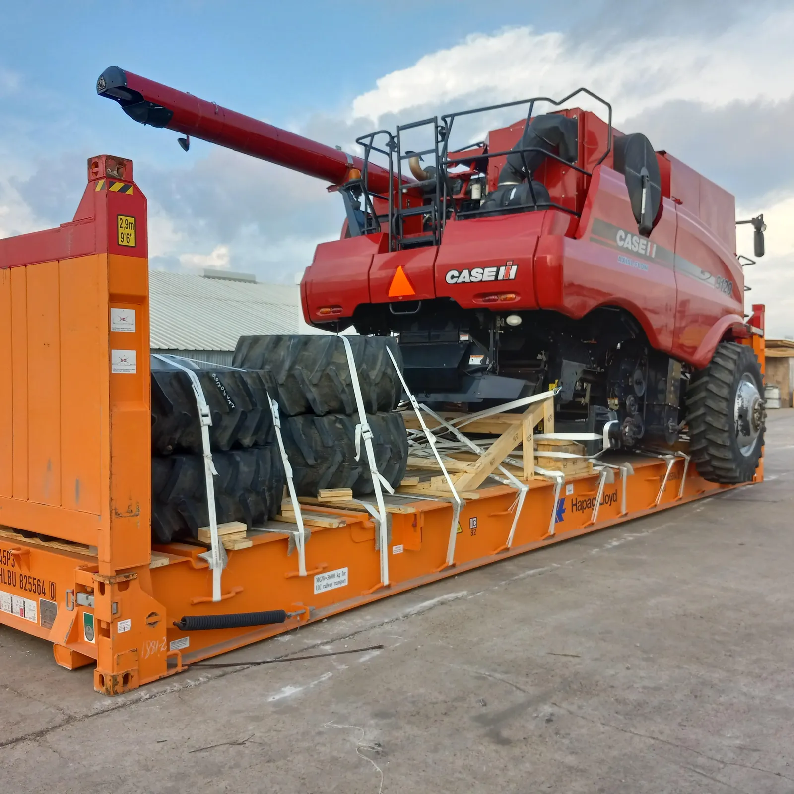 Cosechadora Case IH 9120 - De Illinois a Montevideo en Flat Rack — Vista 2